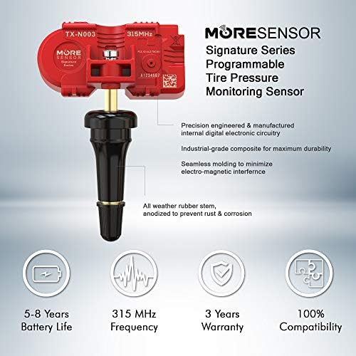 סדרת חתימת Moresensor 315 מגה הרץ חיישן לחץ צמיג TPMS 4-חבילה | מתוכנת מראש עבור נבחרים 120+ דגמי מותג אירופאי